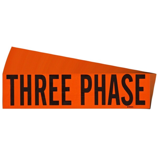 Three Phase Conduit and Voltage Lbls 2.25 in H x 9 in W BK on OR 25/PK